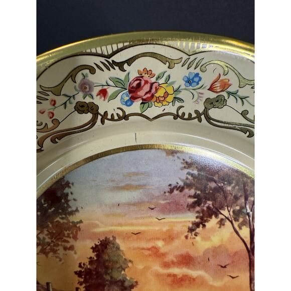 Vintage Daher Decorated Ware Tin Plate Holland Cottage Sunset Scene 8” - Picture 6 of 6